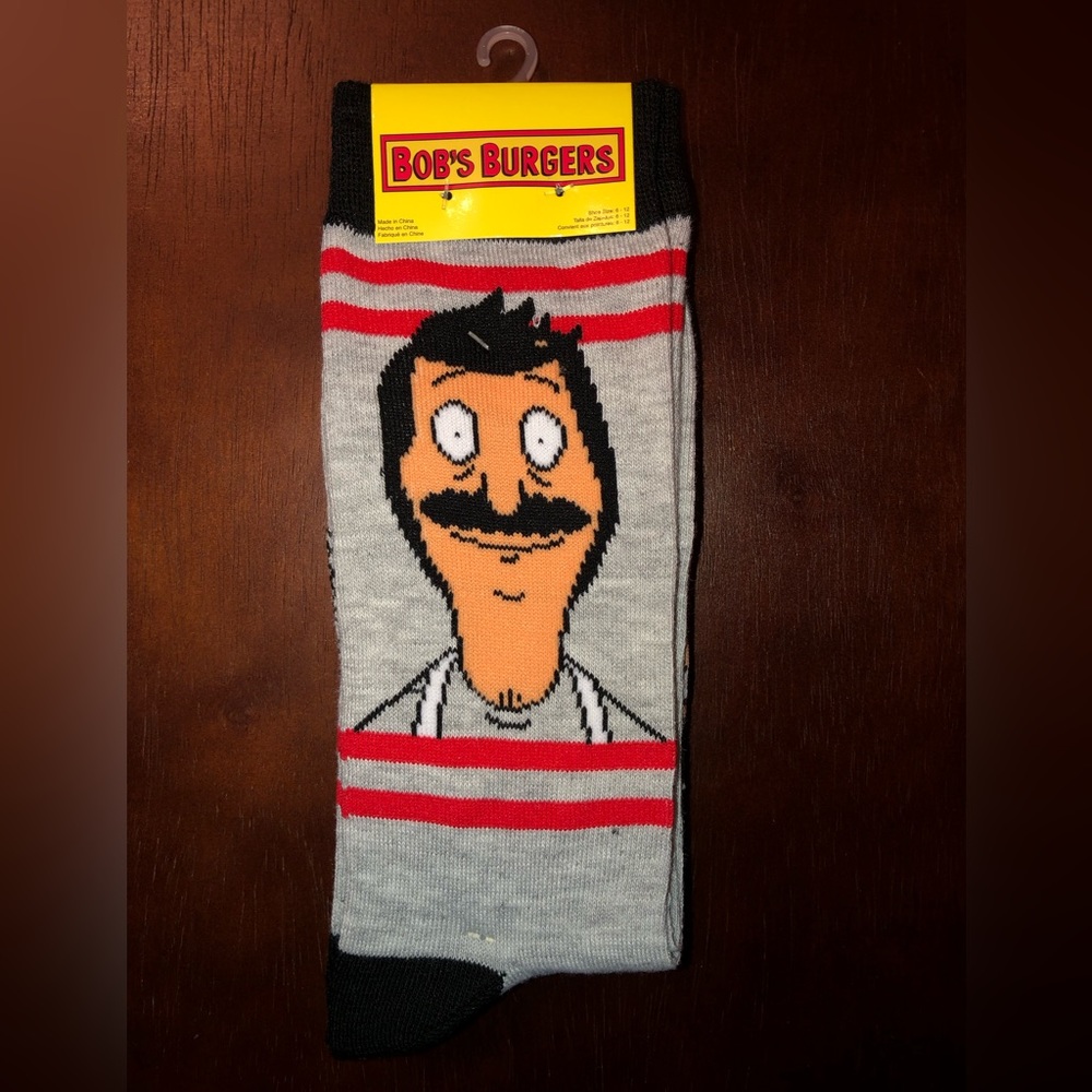 BOB’S BURGERS NOVELTY CREW SOCKS NWT MEN’S SHOE SIZE 6-12